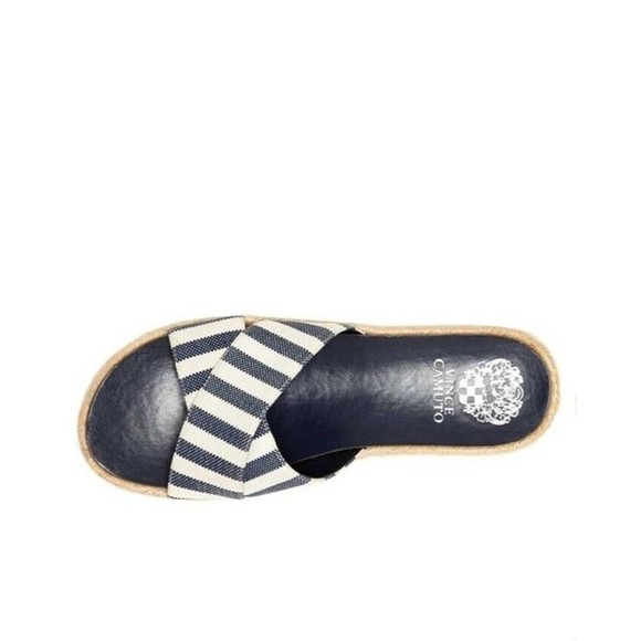 Vince Camuto Carran Slide Sandal Blue/Natural Stripe Canvas Shoe Size 10 NWB - Picture 3 of 3